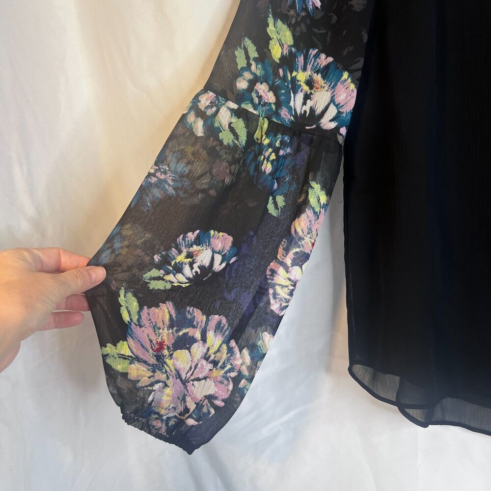 Apt 9 Floral Sheer Sleeve Color Block Boho Cottag… - image 5